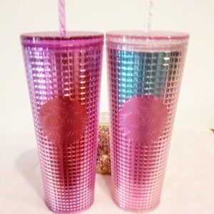 ❗️SOLD❗️Starbucks kaleidoscope Grid Tumblers 2pc